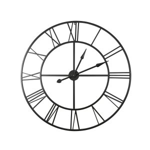 Orologio da parete grande in metallo nero con numeri romani 80x80 cm - ISIVIA Orologio da parete grande in metallo nero con numeri romani 80x80 cm - ISIVIA