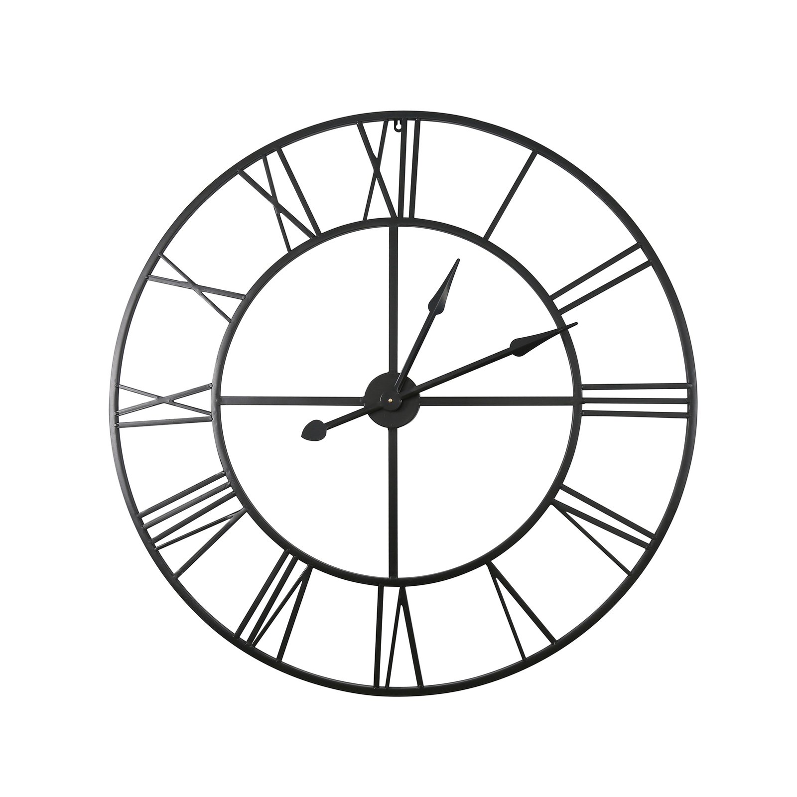 Orologio da parete grande in metallo nero con numeri romani 80x80 cm - ISIVIA Orologio da parete grande in metallo nero con numeri romani 80x80 cm - ISIVIA