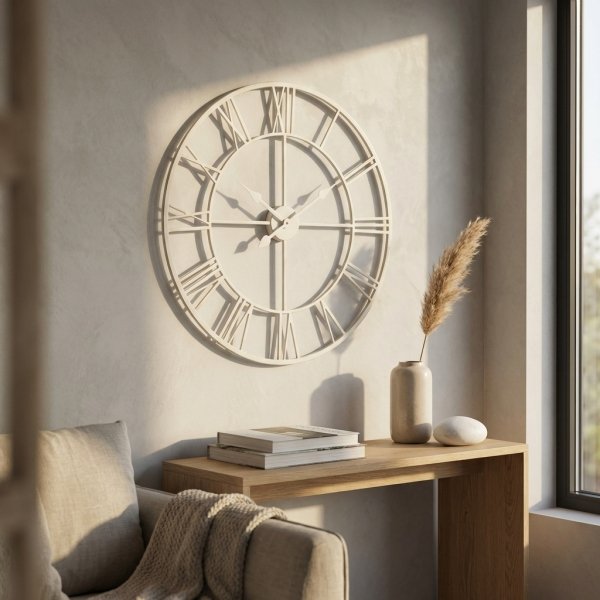 Orologio da parete in metallo bianco con numeri romani 80 x 80 cm - ISIVIA