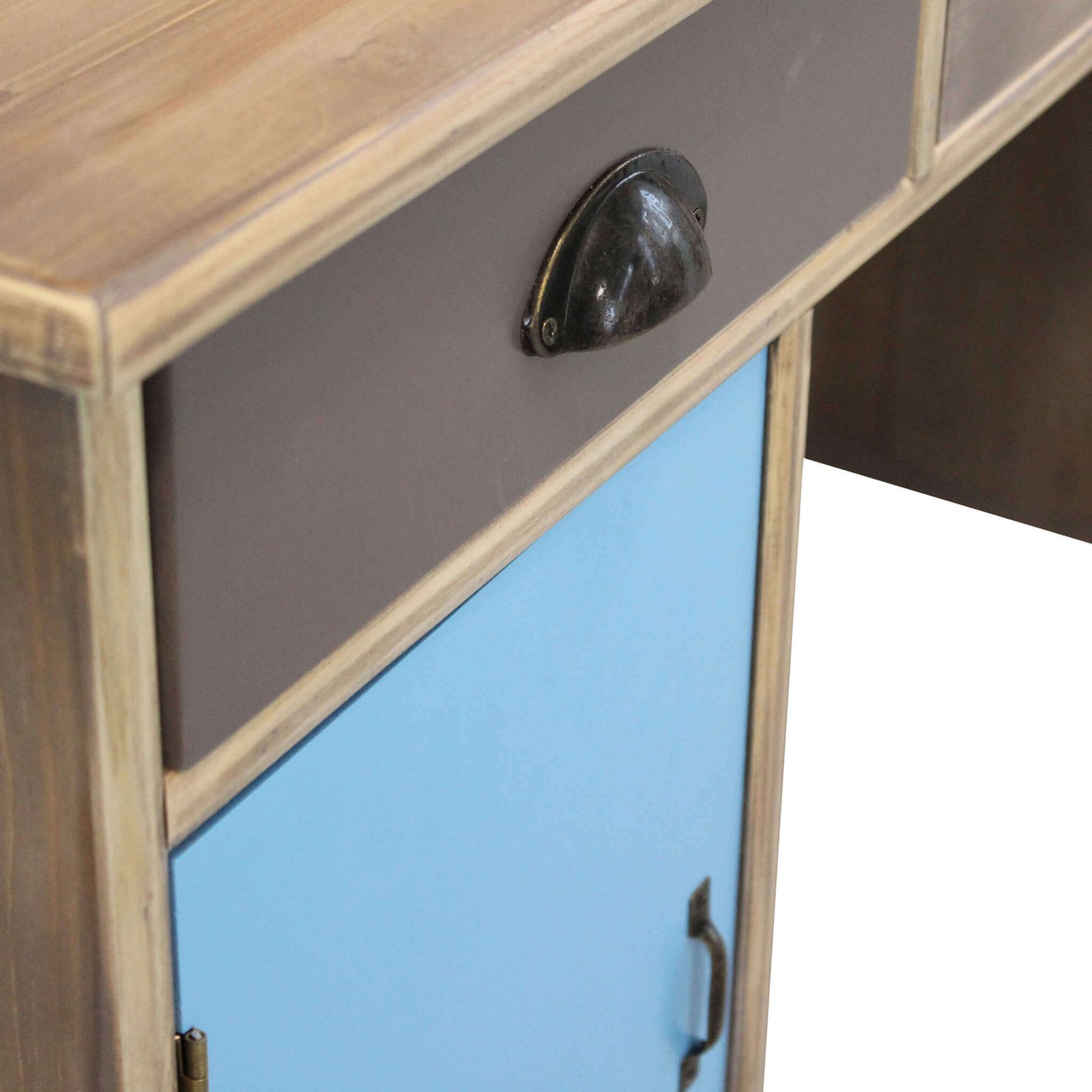 Scrivania in legno con 2 ante e 3 cassetti colorati 121x50,5x75h cm - HENRY Scrivania in legno con 2 ante e 3 cassetti colorati 121x50,5x75h cm - HENRY