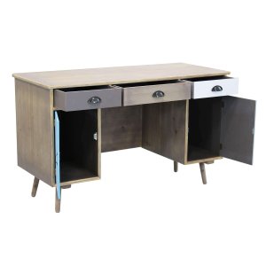 Scrivania in legno con 2 ante e 3 cassetti colorati 121x50,5x75h cm - HENRY Scrivania in legno con 2 ante e 3 cassetti colorati 121x50,5x75h cm - HENRY