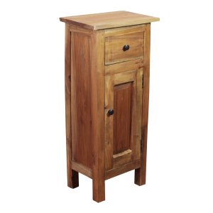 Mobiletto in legno di mogano con cassetto e anta stile rustico 36x25x80 cm - FALINCUS Mobiletto in legno di mogano con cassetto e anta stile rustico 36x25x80 cm - FALINCUS