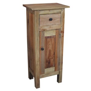 Mobiletto in legno di mogano con cassetto e anta stile rustico 36x25x80 cm - FALINCUS Mobiletto in legno di mogano con cassetto e anta stile rustico 36x25x80 cm - FALINCUS