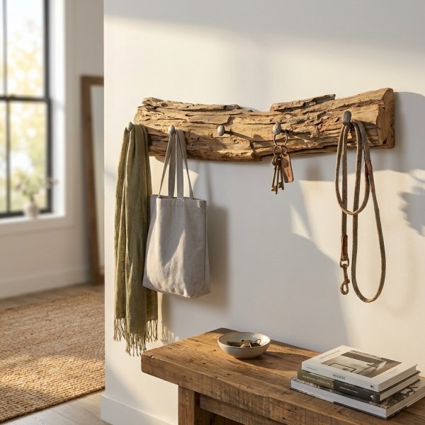 Appendiabiti da Parete in Legno di Teak con Ganci 90x8x12 cm - MARURMOND