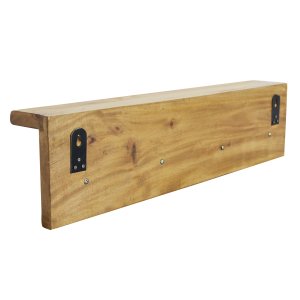 Appendiabiti da parete in legno di mogano con mensola e ganci 60x8x15 cm - ZELURRON