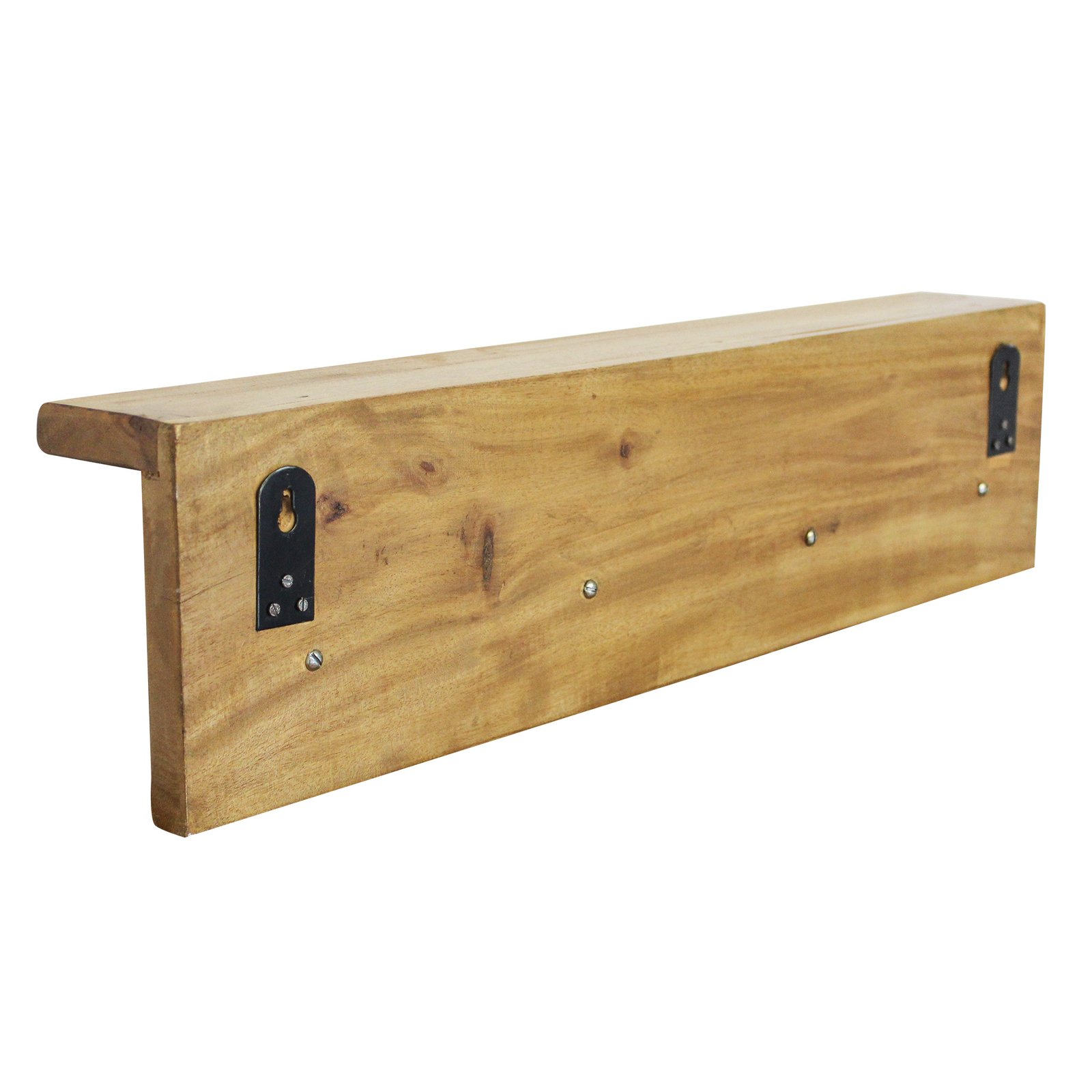 Appendiabiti da parete in legno di mogano con mensola e ganci 60x8x15 cm - ZELURRON