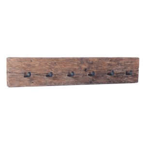 Appendiabiti da parete rustico in legno riciclato con ganci 90x8x15 cm - ELERNOR Appendiabiti da parete rustico in legno riciclato con ganci 90x8x15 cm - ELERNOR