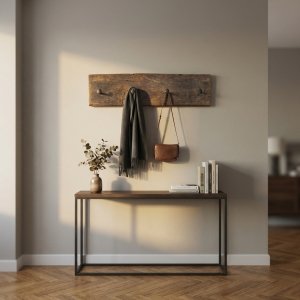 Appendiabiti da parete in legno riciclato stile industriale rustico 60x8x15 cm - ALUVIA Appendiabiti da parete in legno riciclato stile industriale rustico 60x8x15 cm - ALUVIA