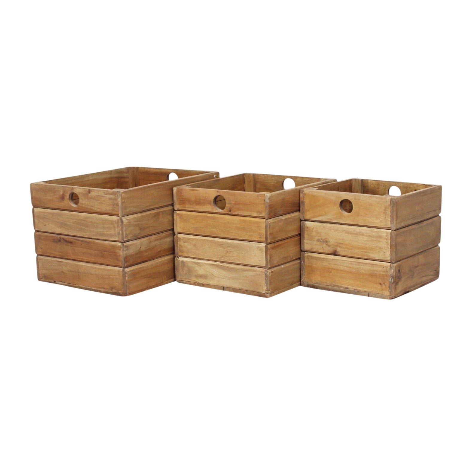 Set 3 cassette portaoggetti in legno di mogano naturale 44x37x30 cm - TOROTHAS Set 3 cassette portaoggetti in legno di mogano naturale 44x37x30 cm - TOROTHAS