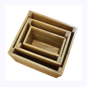 Set 3 cassette portaoggetti in legno di mogano naturale 44x37x30 cm - TOROTHAS Set 3 cassette portaoggetti in legno di mogano naturale 44x37x30 cm - TOROTHAS