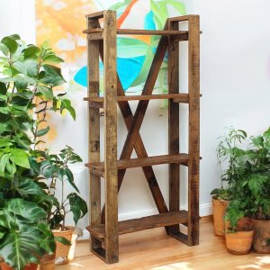 Libreria rustica in legno riciclato 4 ripiani 80x30x160 cm - ORARMOND Libreria rustica in legno riciclato 4 ripiani 80x30x160 cm - ORARMOND
