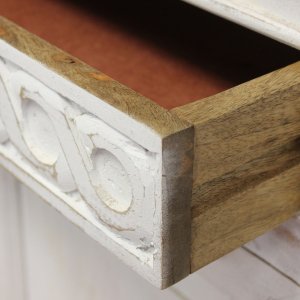 Credenza in legno di mango 2 ante e 2 cassetti stile shabby chic 100x35x90 cm - HELIMOND Credenza in legno di mango 2 ante e 2 cassetti stile shabby chic 100x35x90 cm - HELIMOND