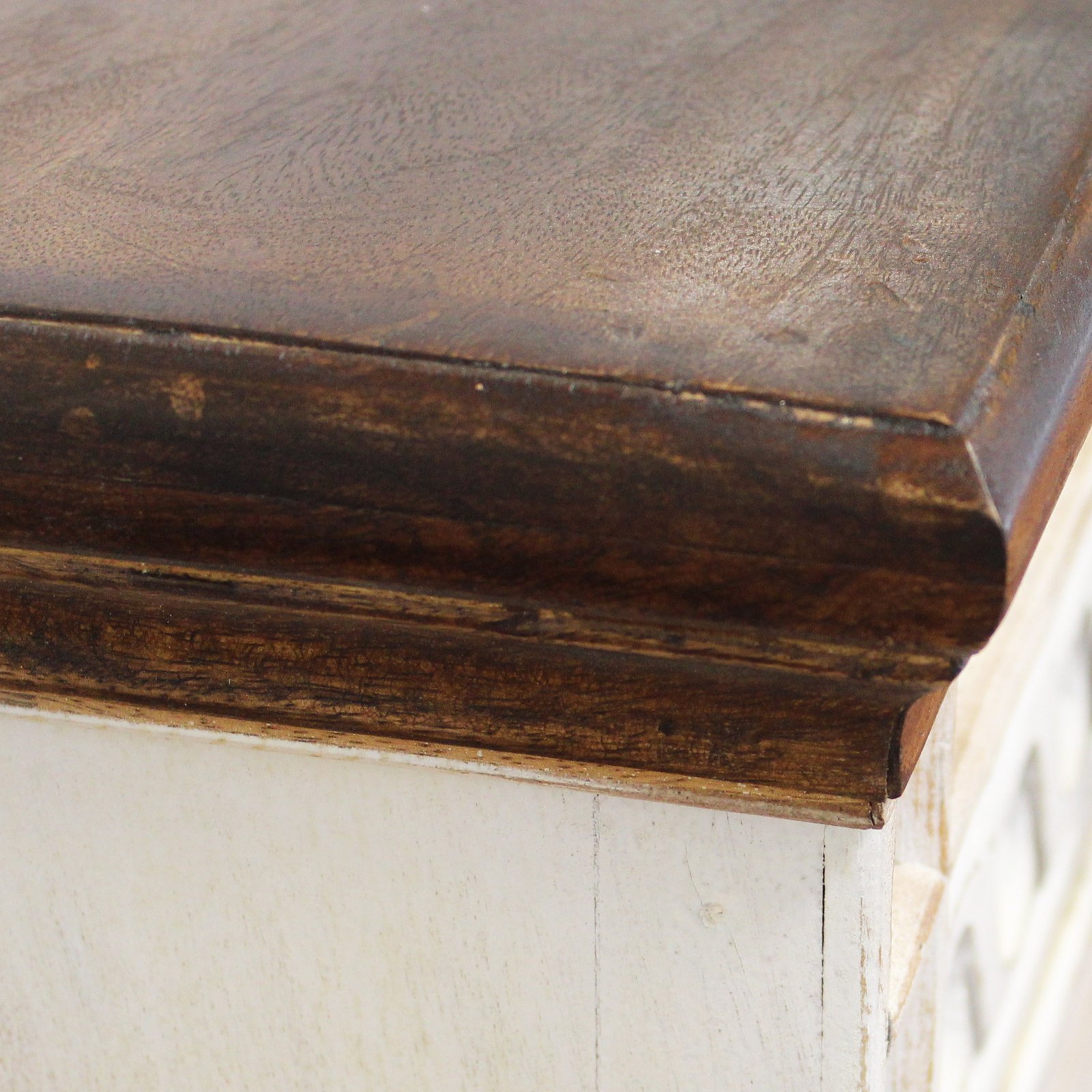 Credenza in legno di mango 2 ante e 2 cassetti stile shabby chic 100x35x90 cm - HELIMOND Credenza in legno di mango 2 ante e 2 cassetti stile shabby chic 100x35x90 cm - HELIMOND