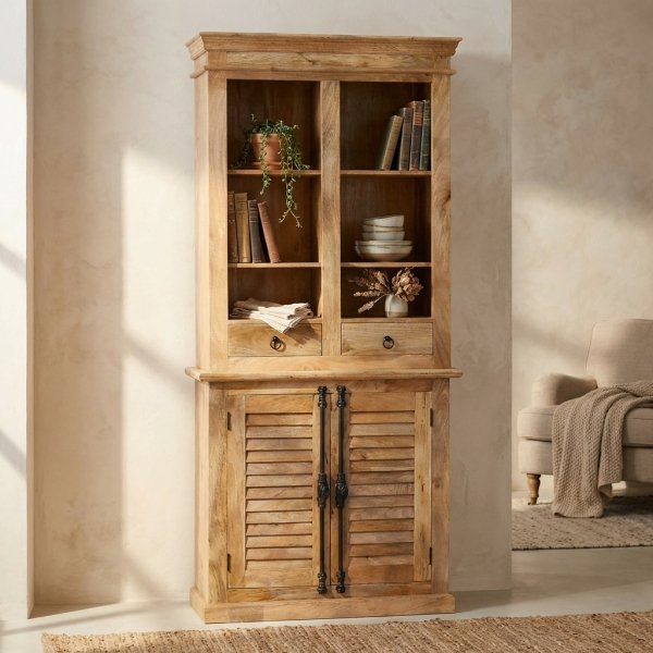 Credenza alta in legno di mango con 4 ante e 2 cassetti 100x40x215 cm - ALILIA