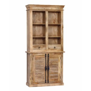 Credenza alta in legno di mango con 4 ante e 2 cassetti 100x40x215 cm - ALILIA Credenza alta in legno di mango con 4 ante e 2 cassetti 100x40x215 cm - ALILIA