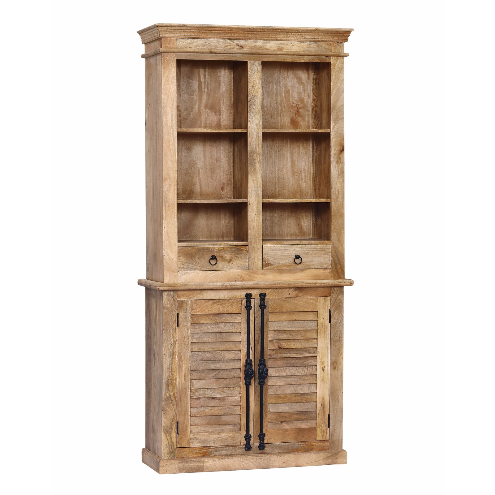 Credenza alta in legno di mango con 4 ante e 2 cassetti 100x40x215 cm - ALILIA Credenza alta in legno di mango con 4 ante e 2 cassetti 100x40x215 cm - ALILIA