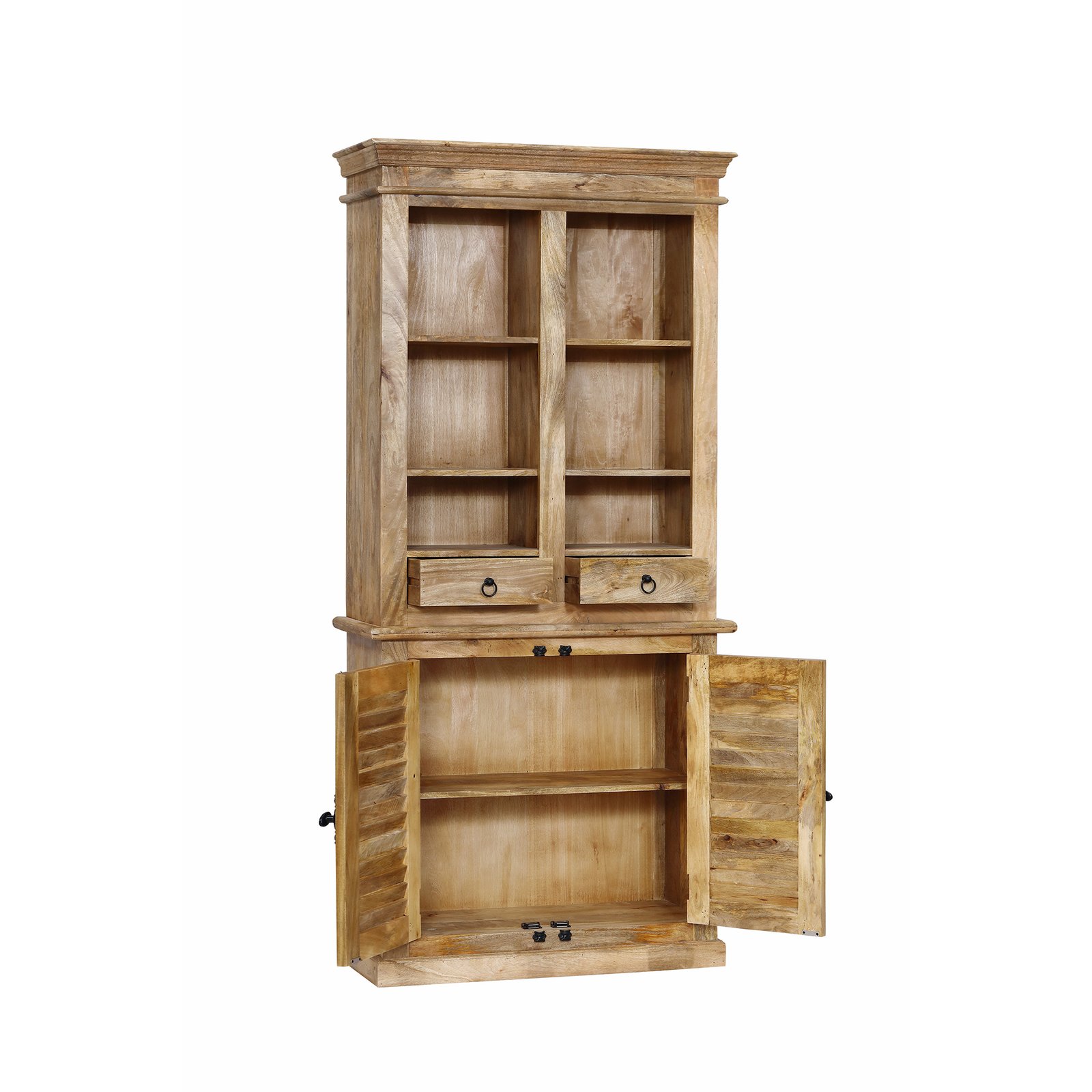 Credenza alta in legno di mango con 4 ante e 2 cassetti 100x40x215 cm - ALILIA Credenza alta in legno di mango con 4 ante e 2 cassetti 100x40x215 cm - ALILIA