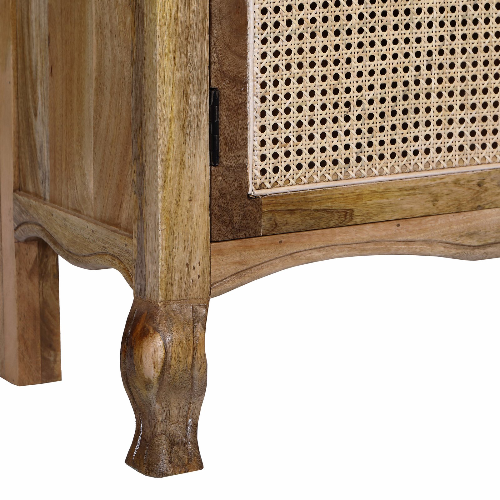 Vetrina alta in legno di mango con 4 ante in vetro e rattan 100x40x210 cm - QUORILEN Vetrina alta in legno di mango con 4 ante in vetro e rattan 100x40x210 cm - QUORILEN