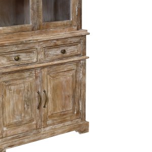 Credenza a vetrina in legno di mango 4 ante 2 cassetti 90x40x180 cm - ZELINDIL