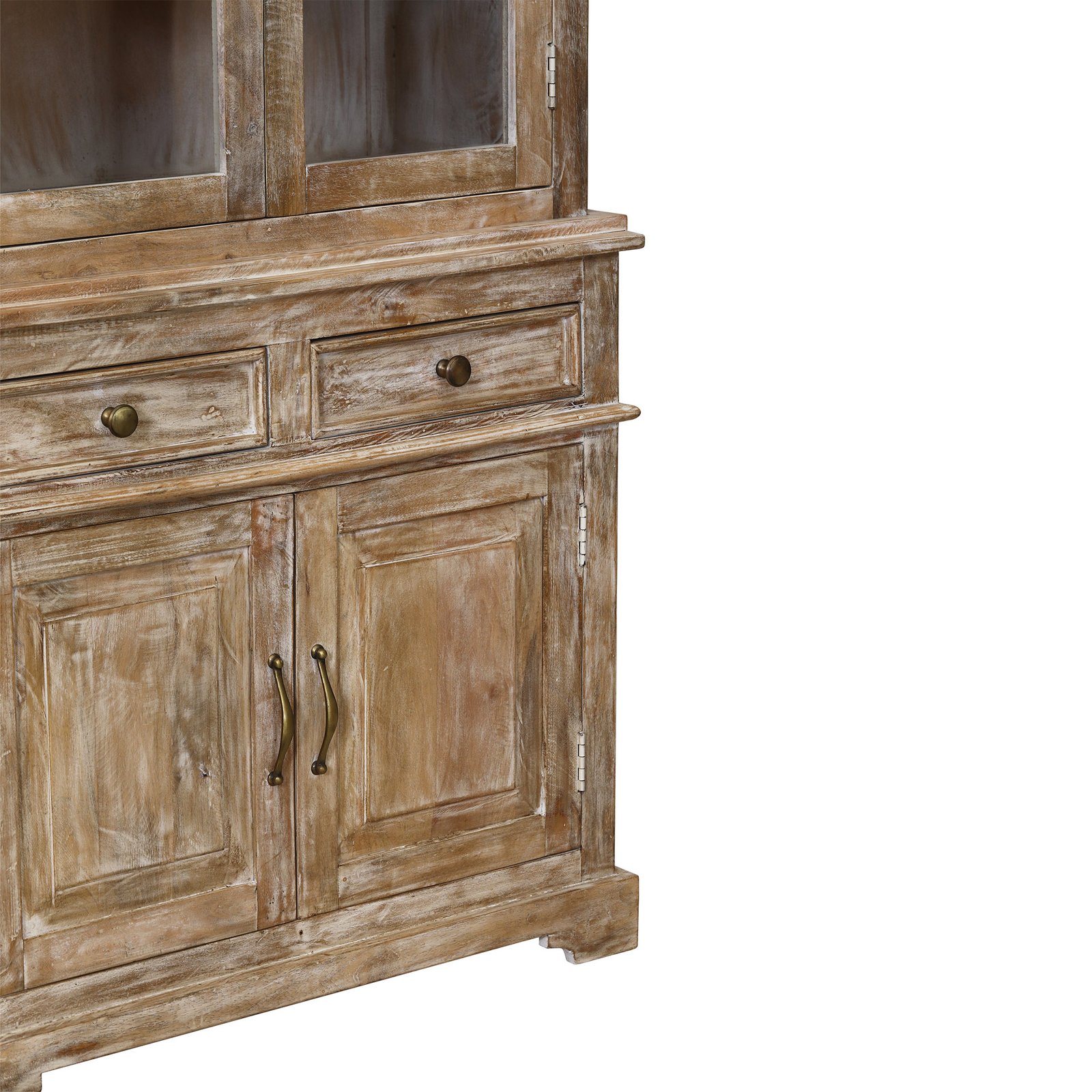 Credenza a vetrina in legno di mango 4 ante 2 cassetti 90x40x180 cm - ZELINDIL