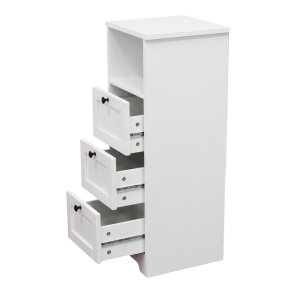 Mobiletto da bagno in legno con vano a giorno e 3 cassetti 81,5x30x30 cm - ZELULCUS Mobiletto da bagno in legno con vano a giorno e 3 cassetti 81,5x30x30 cm - ZELULCUS