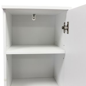 Colonna bagno alta in legno bianco con ante e ripiani a giorno 28,5x28x173 cm - JARISOR Colonna bagno alta in legno bianco con ante e ripiani a giorno 28,5x28x173 cm - JARISOR
