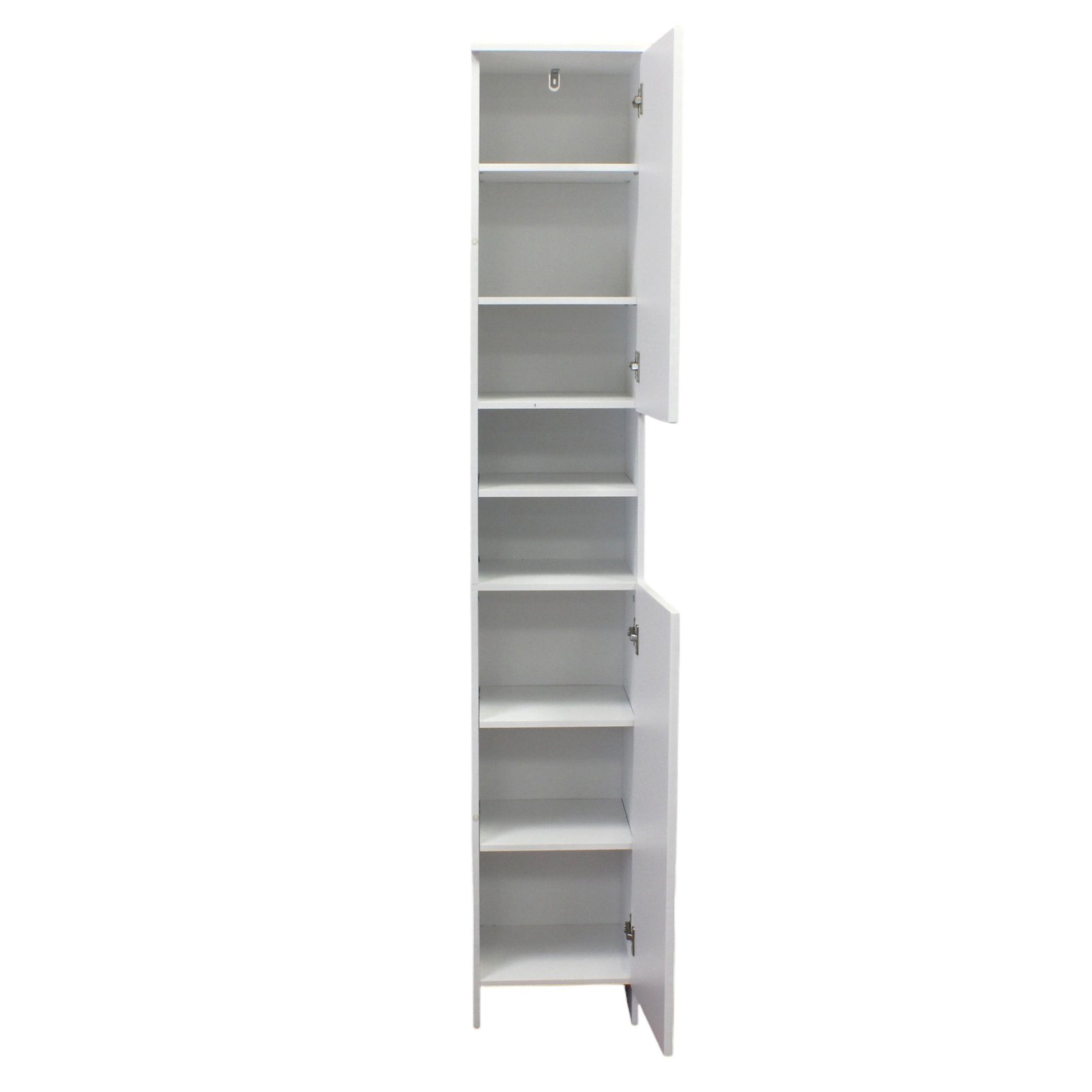 Colonna bagno alta in legno bianco con ante e ripiani a giorno 28,5x28x173 cm - JARISOR Colonna bagno alta in legno bianco con ante e ripiani a giorno 28,5x28x173 cm - JARISOR