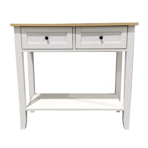 Consolle bianca in legno con cassetti e ripiano inferiore 80x30x74 cm - MAREDOR