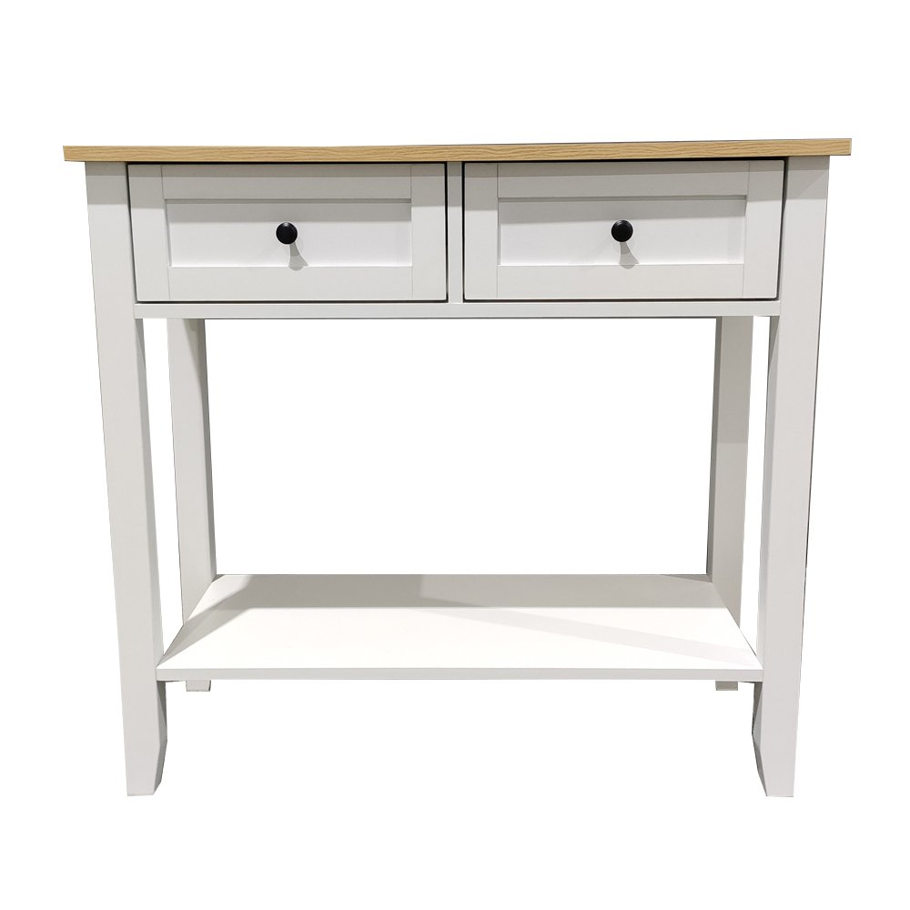 Consolle bianca in legno con cassetti e ripiano inferiore 80x30x74 cm - MAREDOR