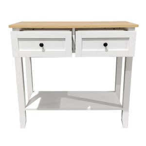 Consolle bianca in legno con cassetti e ripiano inferiore 80x30x74 cm - MAREDOR