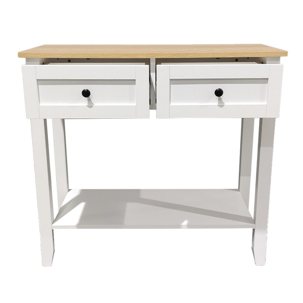 Consolle bianca in legno con cassetti e ripiano inferiore 80x30x74 cm - MAREDOR