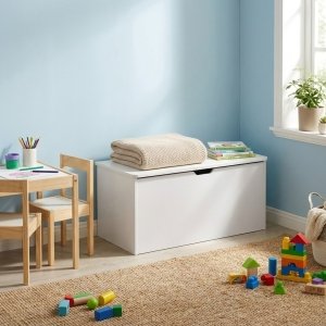 Baule portagiochi in legno per bambini con coperchio 78x38x40 cm - HELUVEN