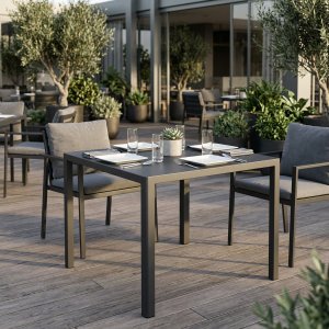 Tavolo da esterno quadrato autolivellante in alluminio 80x80x75 cm antracite - ZELALIA