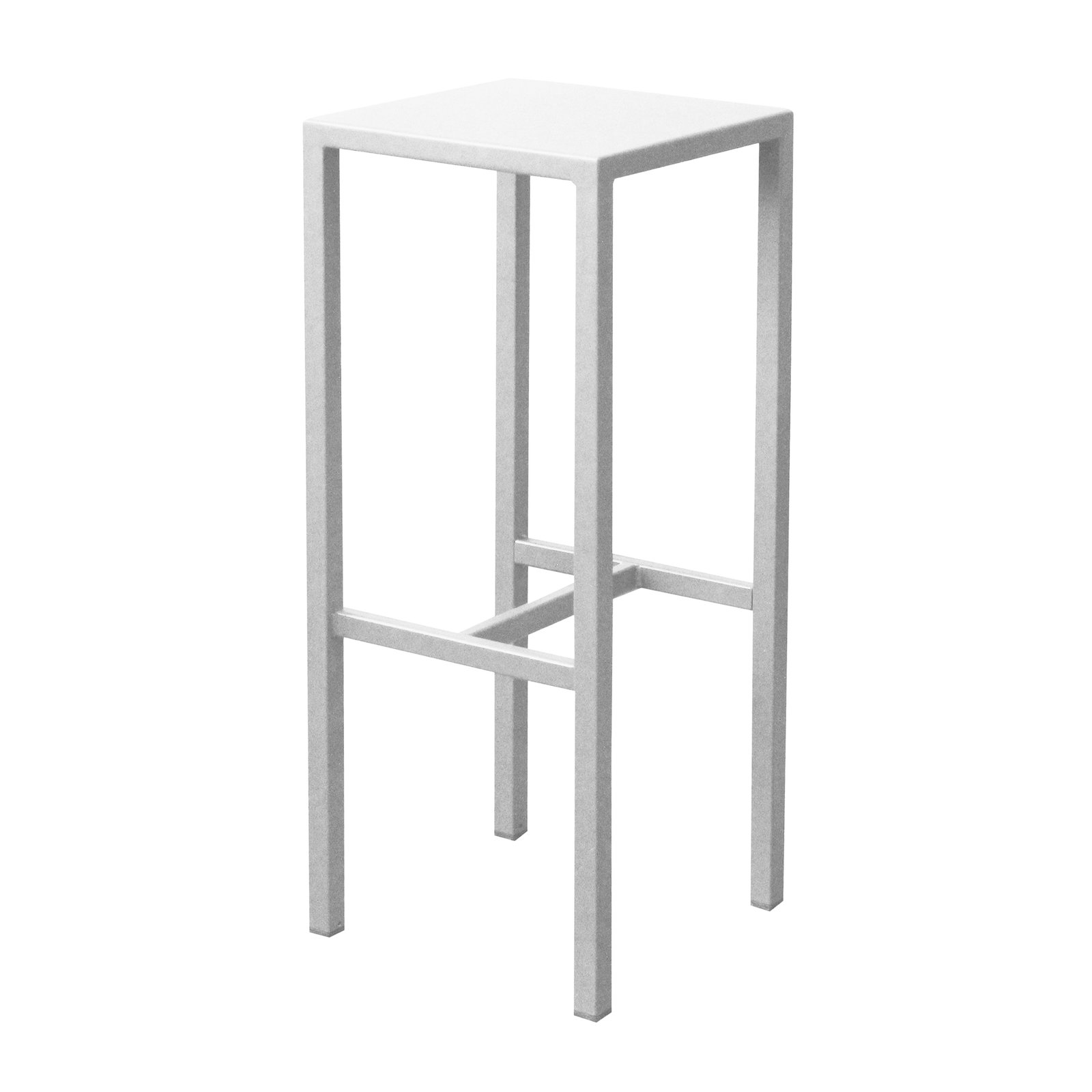 Sgabello alto da esterno in metallo bianco 30x30x75 cm per bar e terrazza - ZELALIA Sgabello alto da esterno in metallo bianco 30x30x75 cm per bar e terrazza - ZELALIA