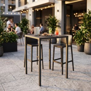 Tavolo alto da bar autolivellante da esterno 70x70x110 cm antracite - ZELALIA Tavolo alto da bar autolivellante da esterno 70x70x110 cm antracite - ZELALIA