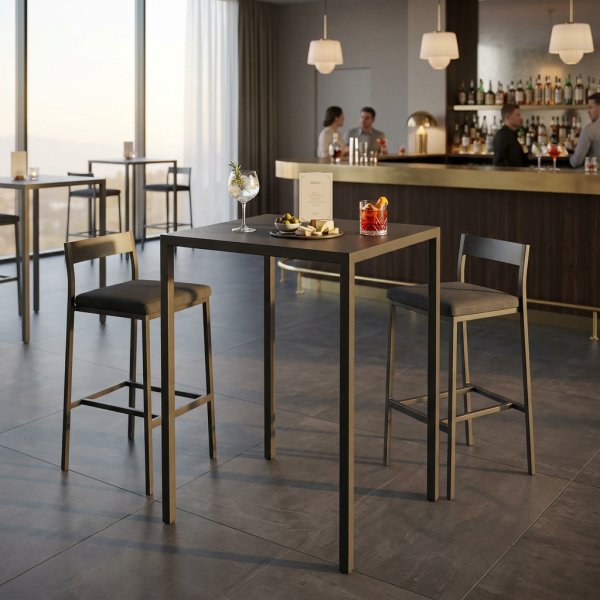 Tavolo alto da bar autolivellante da esterno 70x70x110 cm antracite - ZELALIA
