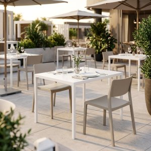 Tavolo da esterno in alluminio bianco autolivellante 60x80 cm - ZELALIA Tavolo da esterno in alluminio bianco autolivellante 60x80 cm - ZELALIA
