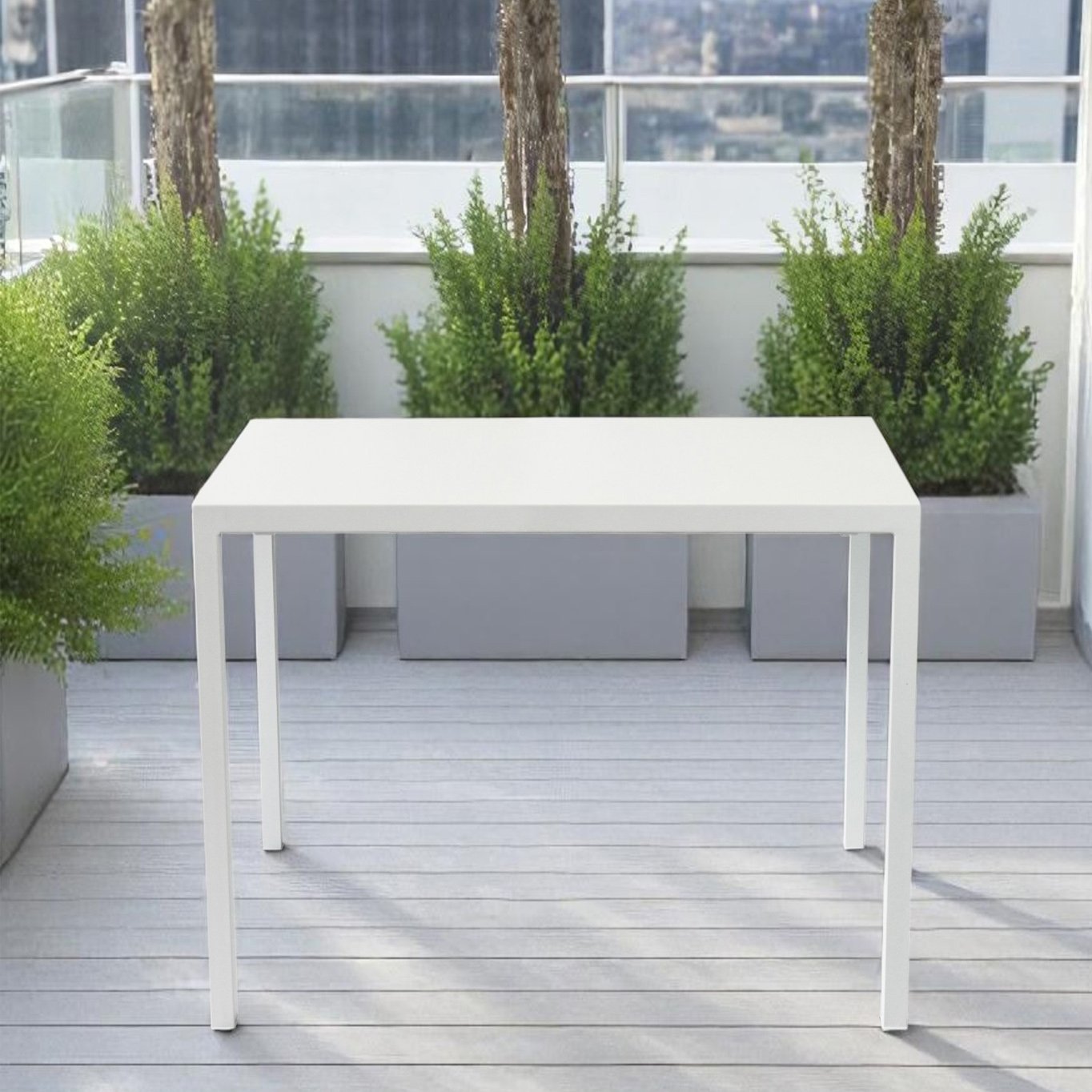 Tavolo da esterno in alluminio bianco autolivellante 60x80 cm - ZELALIA Tavolo da esterno in alluminio bianco autolivellante 60x80 cm - ZELALIA