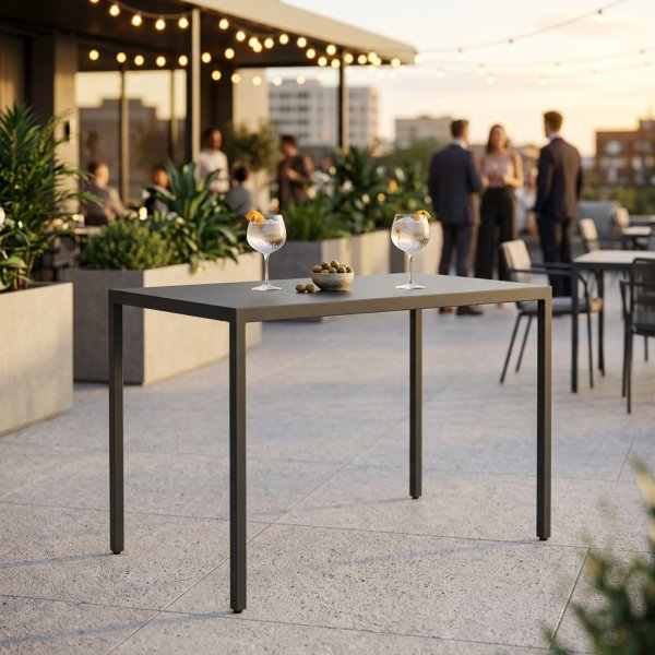 Tavolo bar da esterno autolivellante in alluminio antracite 60x80 h110 cm - ZELALIA