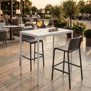 Tavolo alto da bar per esterno 60x80x110 cm bianco in alluminio - ZELALIA Tavolo alto da bar per esterno 60x80x110 cm bianco in alluminio - ZELALIA