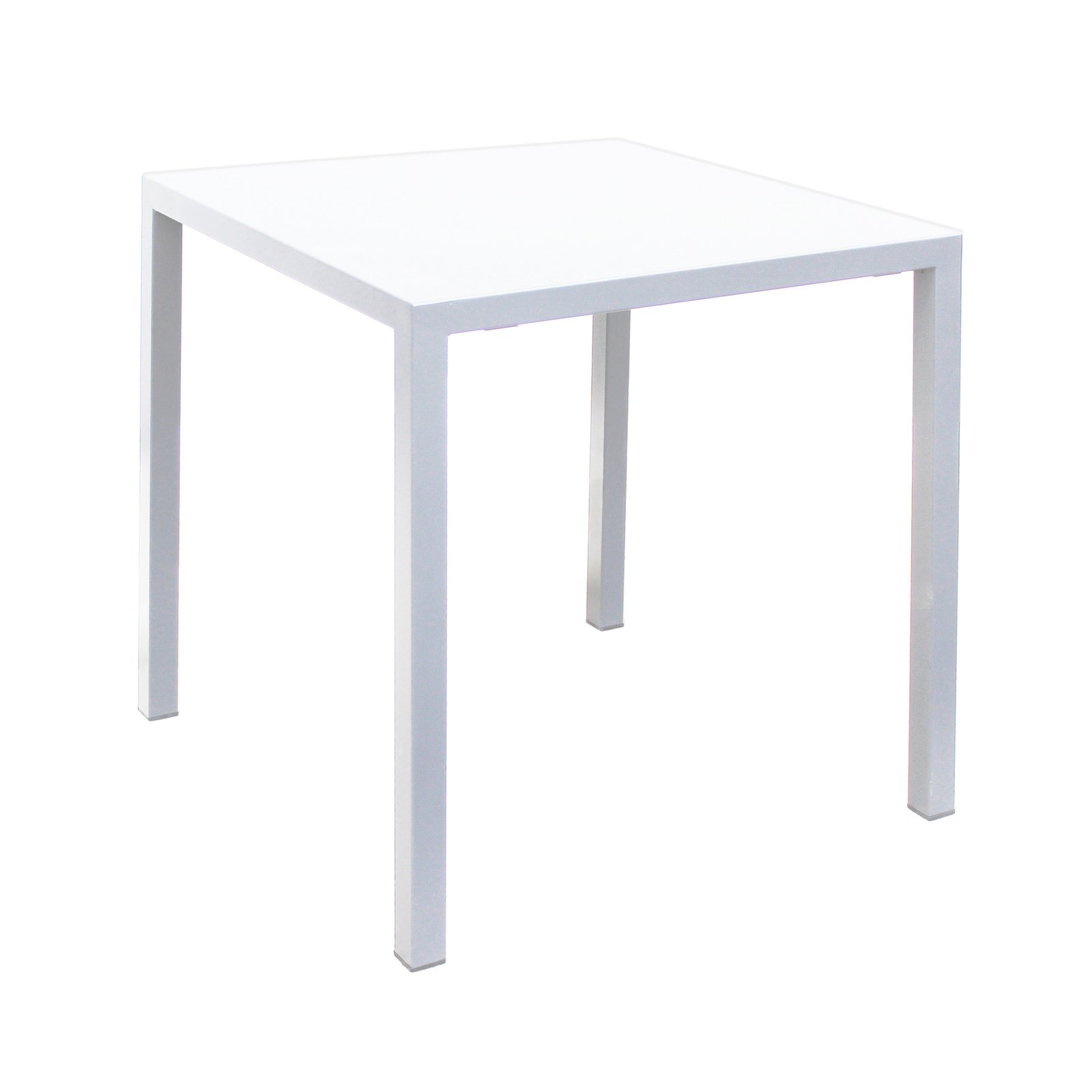 Tavolo da giardino quadrato bianco autolivellante in alluminio 90x90 cm - ZELALIA