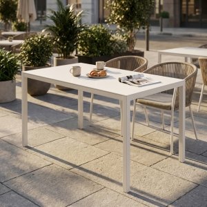 Tavolo da esterno rettangolare autolivellante bianco 110x60 cm - ZELALIA Tavolo da esterno rettangolare autolivellante bianco 110x60 cm - ZELALIA