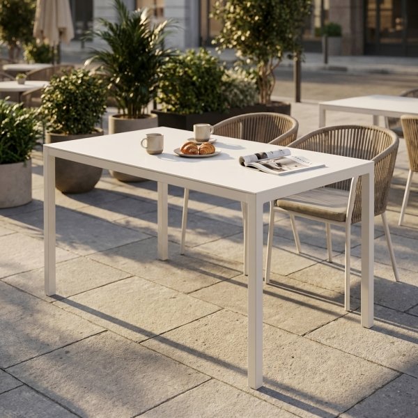 Tavolo da esterno rettangolare autolivellante bianco 110x60 cm - ZELALIA