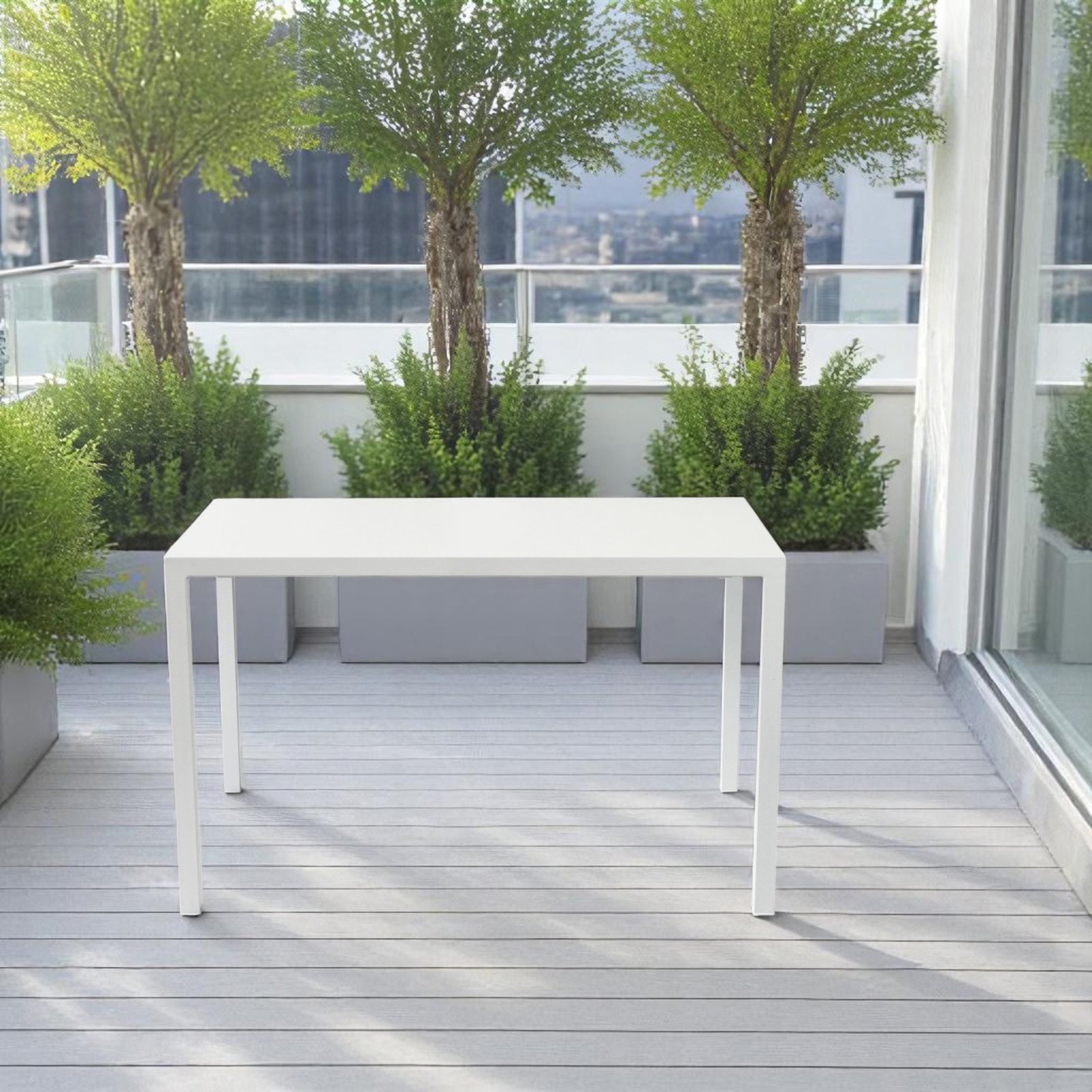 Tavolo da esterno rettangolare autolivellante bianco 110x60 cm - ZELALIA Tavolo da esterno rettangolare autolivellante bianco 110x60 cm - ZELALIA