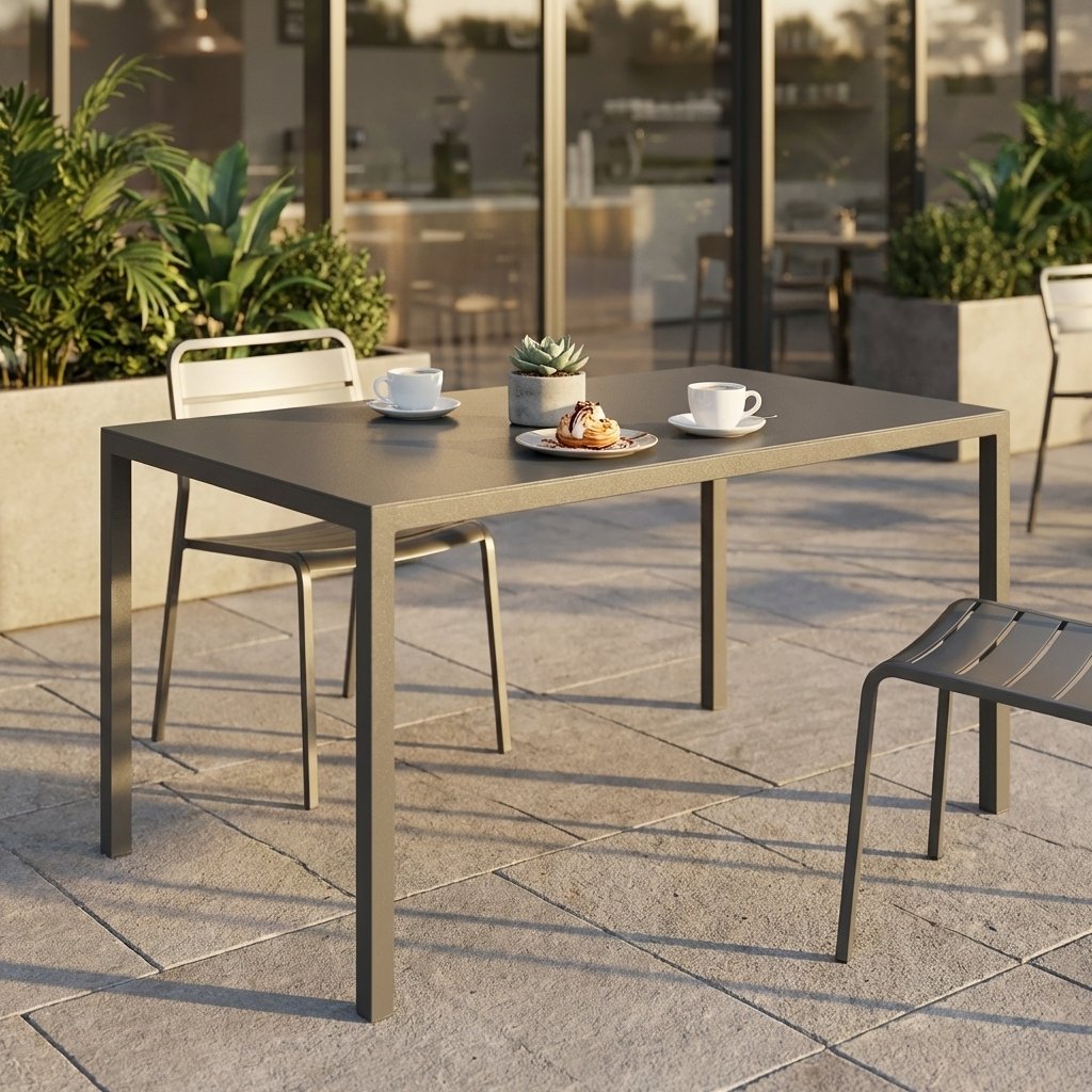 Tavolo da esterno autolivellante in alluminio antracite 110x60 cm - ZELALIA Tavolo da esterno autolivellante in alluminio antracite 110x60 cm - ZELALIA