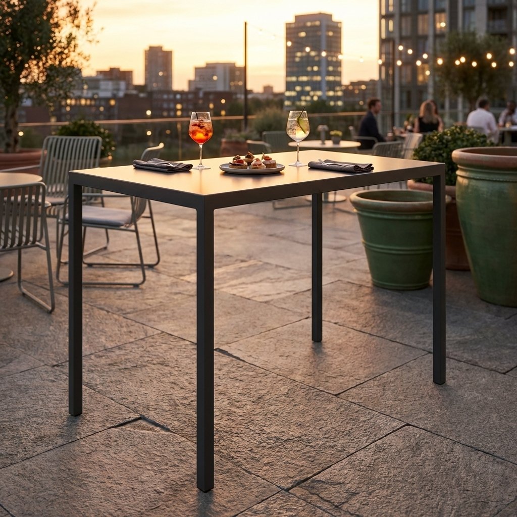 Tavolo alto da bar per esterno in alluminio antracite 110x60x110 cm - ZELALIA Tavolo alto da bar per esterno in alluminio antracite 110x60x110 cm - ZELALIA
