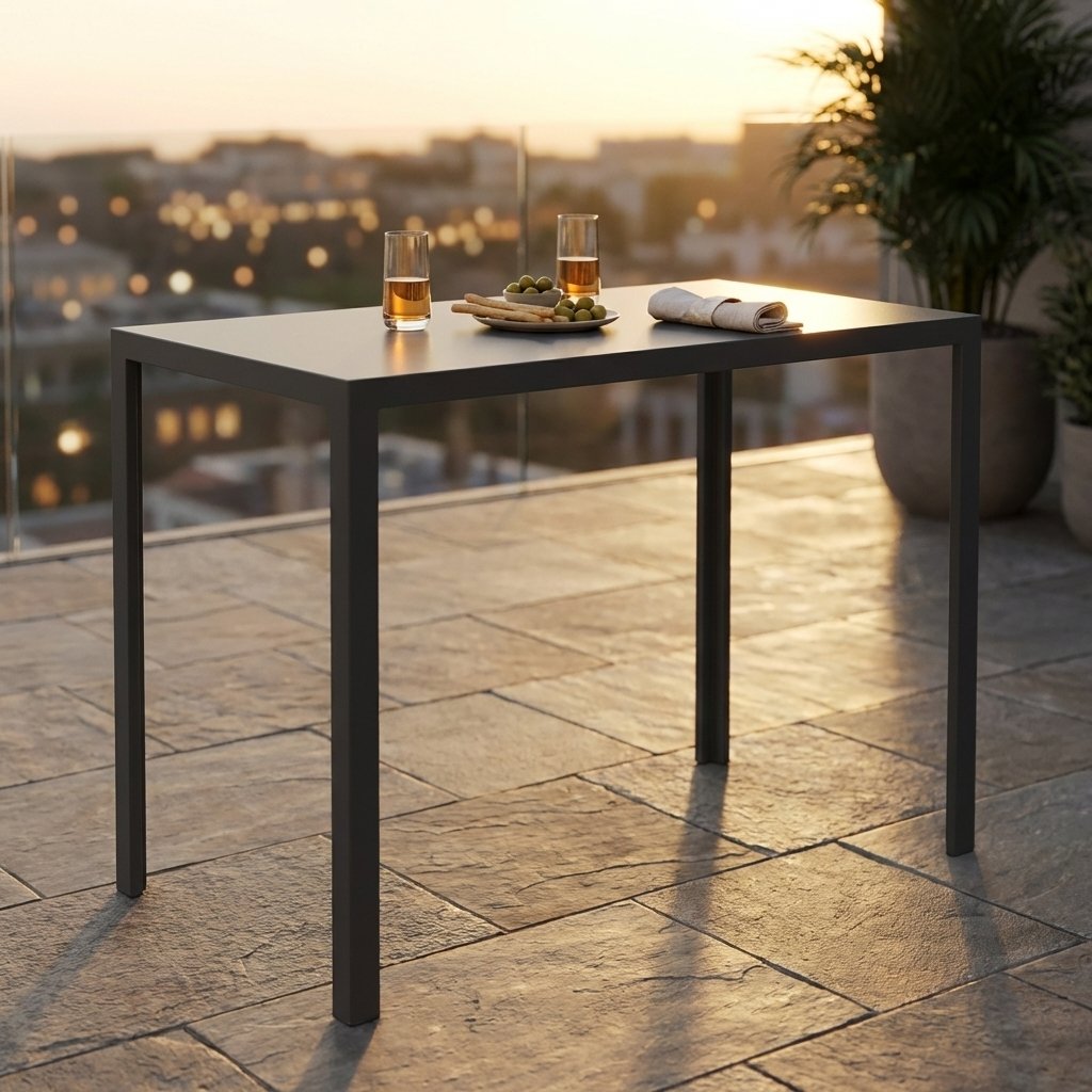 Tavolo alto da bar per esterno in alluminio antracite 110x60x110 cm - ZELALIA Tavolo alto da bar per esterno in alluminio antracite 110x60x110 cm - ZELALIA