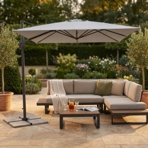 Ombrellone da giardino a braccio decentrato rettangolare 300x400 cm in alluminio - CORONVEX Ombrellone da giardino a braccio decentrato rettangolare 300x400 cm in alluminio - CORONVEX
