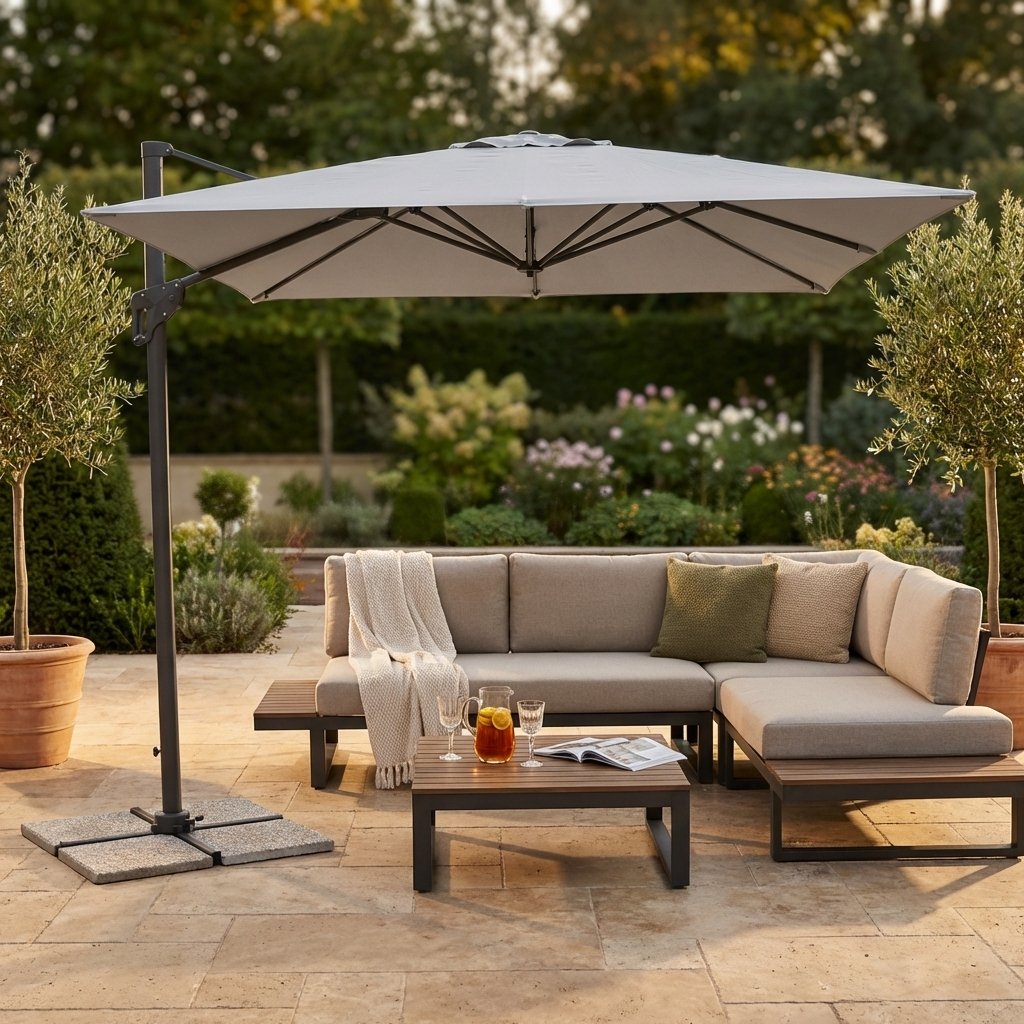 Ombrellone da giardino a braccio decentrato rettangolare 300x400 cm in alluminio - CORONVEX Ombrellone da giardino a braccio decentrato rettangolare 300x400 cm in alluminio - CORONVEX
