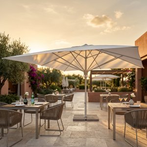 Ombrellone da Giardino Quadrato 495x495 cm Palo Centrale in Alluminio Telo Poliestere Bianco - QUORONSOR Ombrellone da Giardino Quadrato 495x495 cm Palo Centrale in Alluminio Telo Poliestere Bianco - QUORONSOR